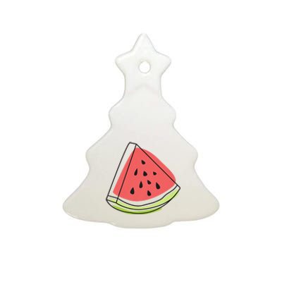 Watermelon Summer Melon Watermelon Without Sunglasses Ceramic Tree Ornament