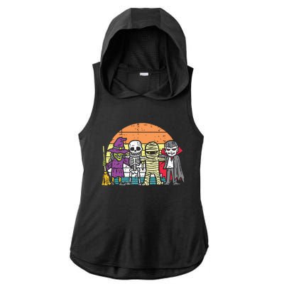 Witch Skeleton Mummy Vampire Retro Halloween Ladies PosiCharge Tri-Blend Wicking Draft Hoodie Tank