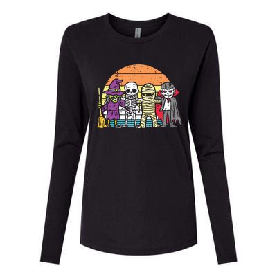 Witch Skeleton Mummy Vampire Retro Halloween Womens Cotton Relaxed Long Sleeve T-Shirt