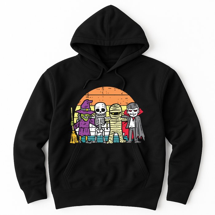 Witch Skeleton Mummy Vampire Retro Halloween Hoodie