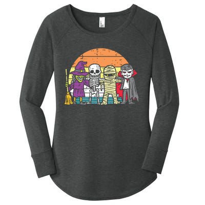 Witch Skeleton Mummy Vampire Retro Halloween Women's Perfect Tri Tunic Long Sleeve Shirt