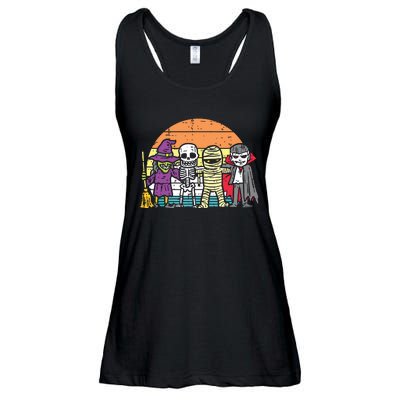 Witch Skeleton Mummy Vampire Retro Halloween Ladies Essential Flowy Tank