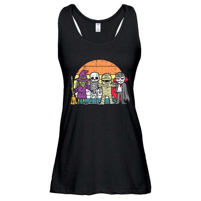 Witch Skeleton Mummy Vampire Retro Halloween Ladies Essential Flowy Tank