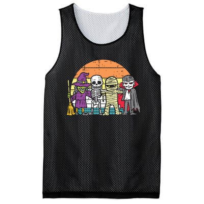 Witch Skeleton Mummy Vampire Retro Halloween Mesh Reversible Basketball Jersey Tank