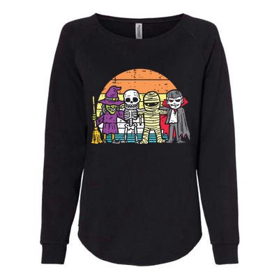 Witch Skeleton Mummy Vampire Retro Halloween Womens California Wash Sweatshirt