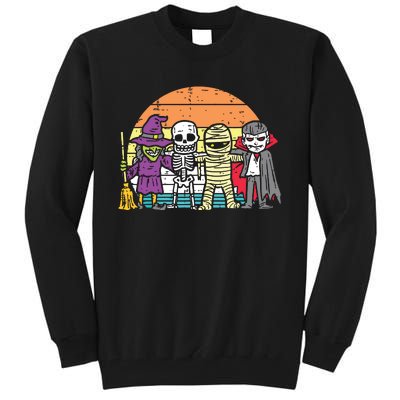 Witch Skeleton Mummy Vampire Retro Halloween Tall Sweatshirt