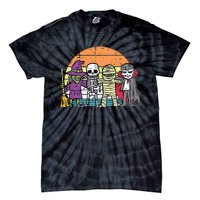 Witch Skeleton Mummy Vampire Retro Halloween Tie-Dye T-Shirt