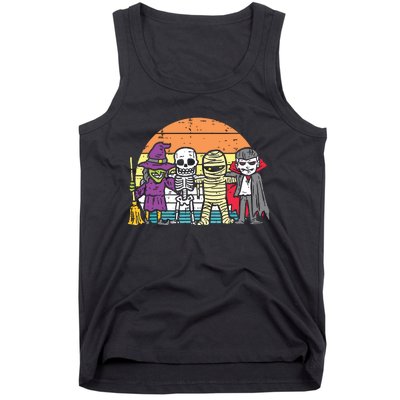 Witch Skeleton Mummy Vampire Retro Halloween Tank Top