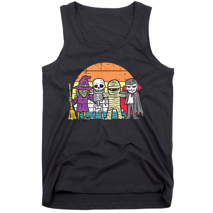 Witch Skeleton Mummy Vampire Retro Halloween Tank Top