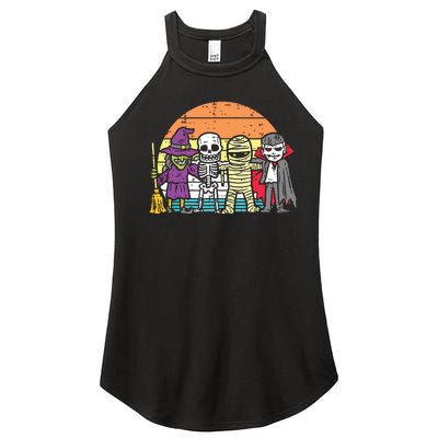 Witch Skeleton Mummy Vampire Retro Halloween Women's Perfect Tri Rocker Tank