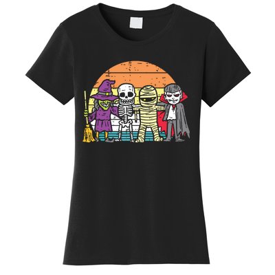 Witch Skeleton Mummy Vampire Retro Halloween Women's T-Shirt