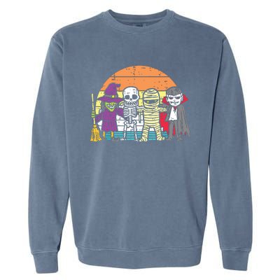 Witch Skeleton Mummy Vampire Retro Halloween Garment-Dyed Sweatshirt