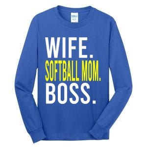 Wife Softball Mom Boss Softball Sports Meaningful Gift Tall Long Sleeve T-Shirt