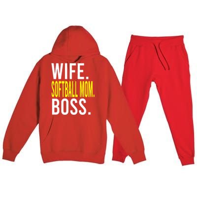 Wife Softball Mom Boss Softball Sports Meaningful Gift Premium Hooded Sweatsuit Set