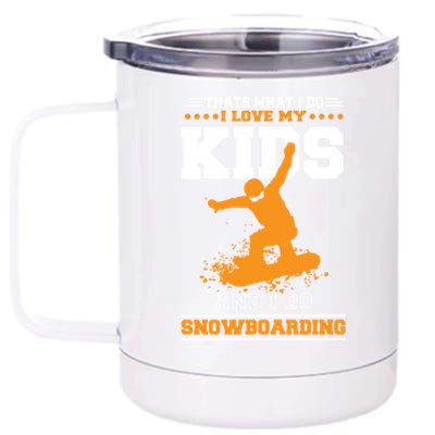 Wintersports Ski Mom And Dad Parents With Snowboarding Gift 12 oz Stainless Steel Tumbler Cup