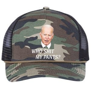 Who Shit My Pants Funny Anti Joe Biden Retro Rope Trucker Hat Cap