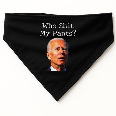 Who Shit My Pants Funny Antijoe Biden USA-Made Doggie Bandana