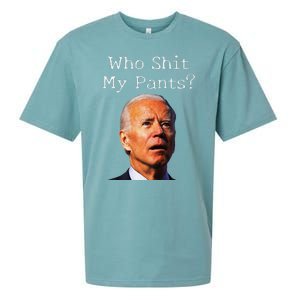 Who Shit My Pants Funny Antijoe Biden Sueded Cloud Jersey T-Shirt