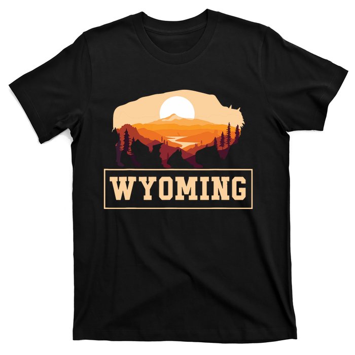 Wyoming State Map Wyomingites Usa America United States T-Shirt