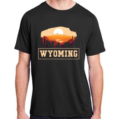 Wyoming State Map Wyomingites Usa America United States Adult ChromaSoft Performance T-Shirt