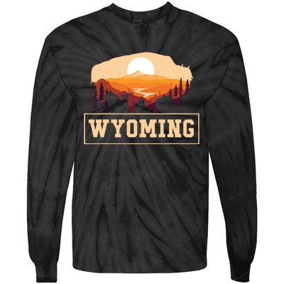 Wyoming State Map Wyomingites Usa America United States Tie-Dye Long Sleeve Shirt