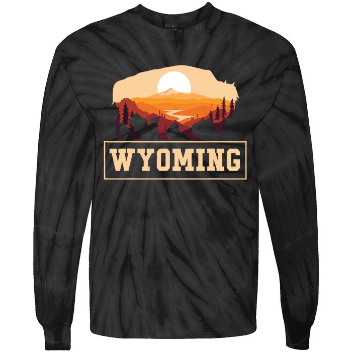 Wyoming State Map Wyomingites Usa America United States Tie-Dye Long Sleeve Shirt