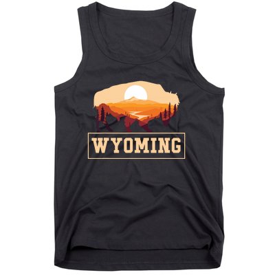 Wyoming State Map Wyomingites Usa America United States Tank Top