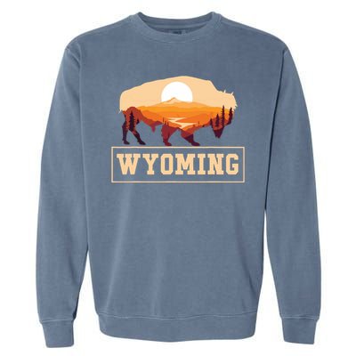 Wyoming State Map Wyomingites Usa America United States Garment-Dyed Sweatshirt