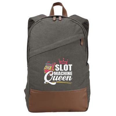 Wo Slot Machine Queen Casino Gambling Roulette Games Gambler Cotton Canvas Backpack