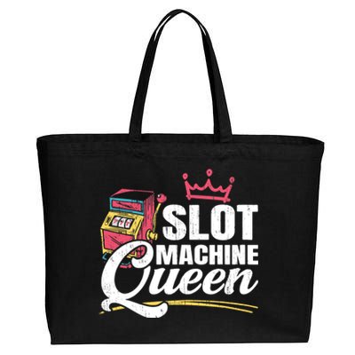 Wo Slot Machine Queen Casino Gambling Roulette Games Gambler Cotton Canvas Jumbo Tote