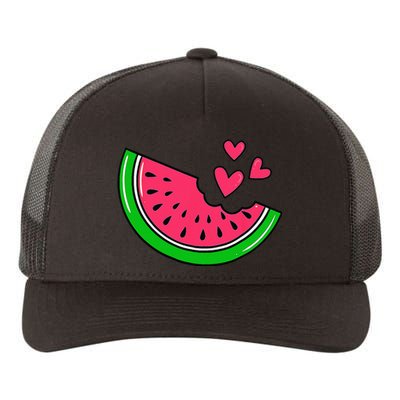 Watermelon Slice Melon Hearts Lovers Eating Fruit Summer Yupoong Adult 5-Panel Trucker Hat