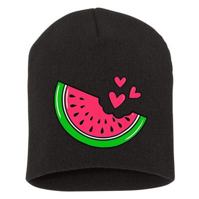 Watermelon Slice Melon Hearts Lovers Eating Fruit Summer Short Acrylic Beanie