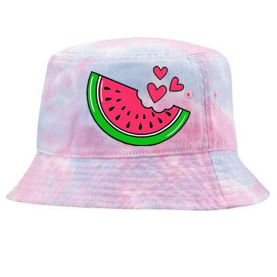 Watermelon Slice Melon Hearts Lovers Eating Fruit Summer Tie-Dyed Bucket Hat