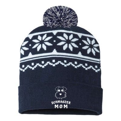 Wo Schnauzer Mom Wos Schnauzer Dog Lover Design USA-Made Snowflake Beanie