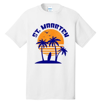 Womens St. Maarten Beach Surfing Travel Souvenir Tall T-Shirt