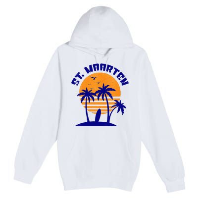 Womens St. Maarten Beach Surfing Travel Souvenir Premium Pullover Hoodie