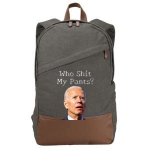 Who Shit My Pants Funny Anti Joe Biden Cotton Canvas Backpack