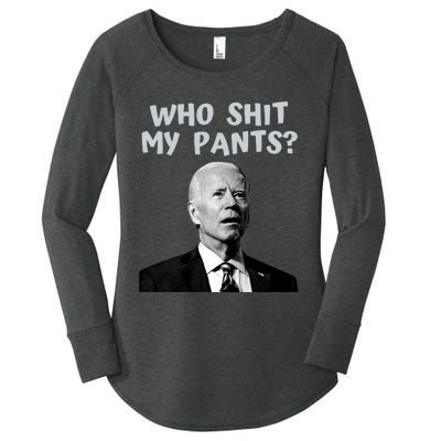 Who Shit My Pant's Funny Anti Joe Biden Women's Perfect Tri Tunic Long Sleeve Shirt