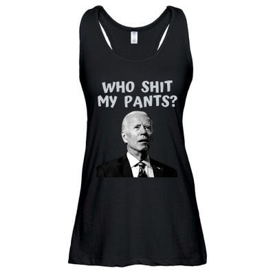 Who Shit My Pant's Funny Anti Joe Biden Ladies Essential Flowy Tank