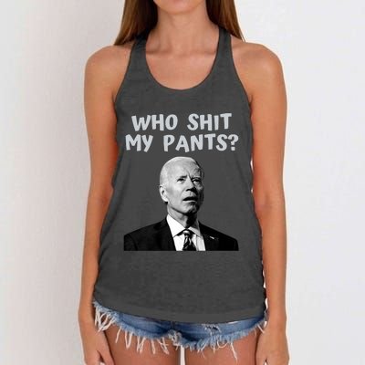 Who Shit My Pant's Funny Anti Joe Biden Women's Knotted Racerback Tank