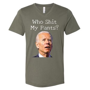 Who Shit My Pants Funny Anti Joe Biden V-Neck T-Shirt