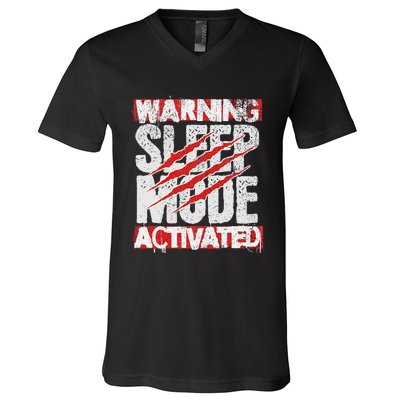 Warning Sleep Mode Activated Nap Like A Pro Stylish V-Neck T-Shirt