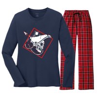 Welder Skull Mig Welding Funny Welding Women's Long Sleeve Flannel Pajama Set 