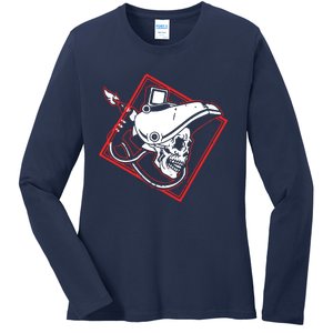 Welder Skull Mig Welding Funny Welding Ladies Long Sleeve Shirt