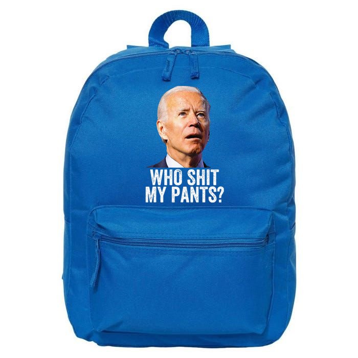 Who Shit My Pants Anti Joe Biden Tee Funny Conservative 16 in Basic Backpack