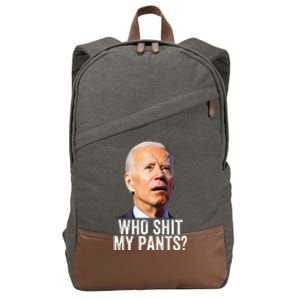 Who Shit My Pants Anti Joe Biden Tee Funny Conservative Cotton Canvas Backpack