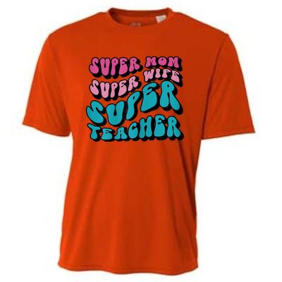 Womens Super Mom Mothers Day Cool Teacher Life Mama Momma Cooling Performance Crew T-Shirt