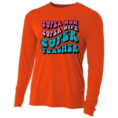 Womens Super Mom Mothers Day Cool Teacher Life Mama Momma Cooling Performance Long Sleeve Crew