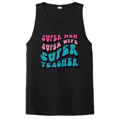 Womens Super Mom Mothers Day Cool Teacher Life Mama Momma PosiCharge Competitor Tank