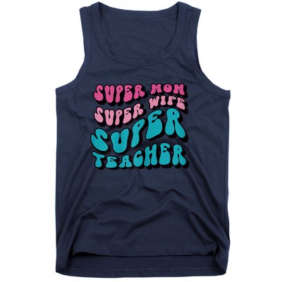 Womens Super Mom Mothers Day Cool Teacher Life Mama Momma Tank Top